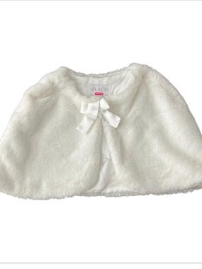 Kids Place White Faux Fur Girls Capelet with Satin Lining